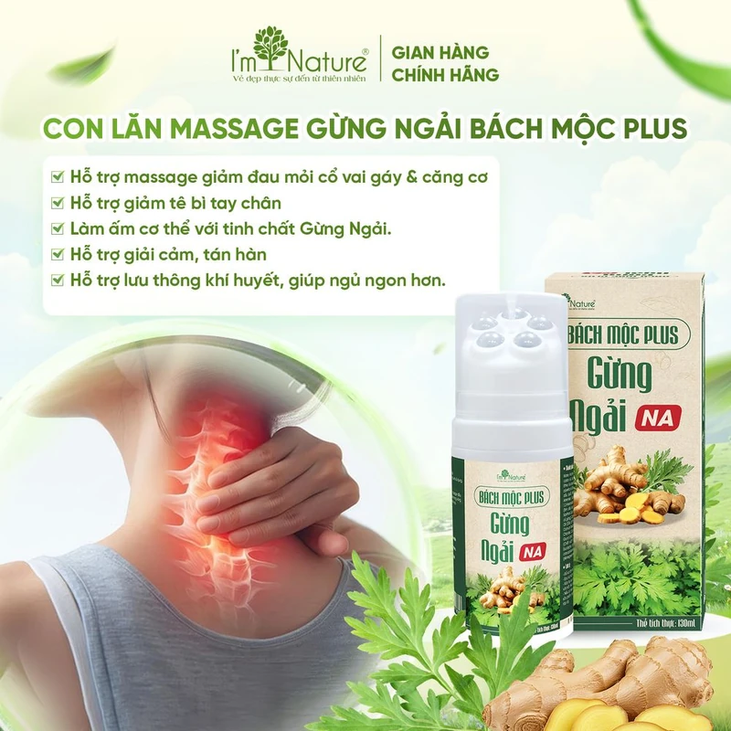 Con lăn massage gừng ngải Bách Mộc Plus I'm Nature